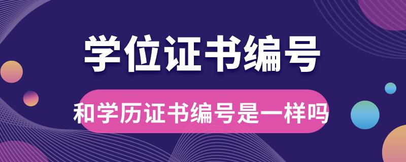 学位证书编号和学历证书编号是一样的吗