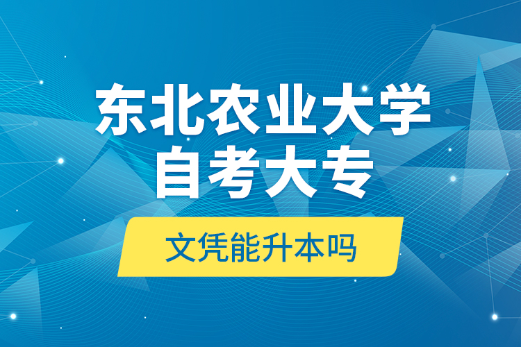 东北农业大学自考大专文凭能升本吗？